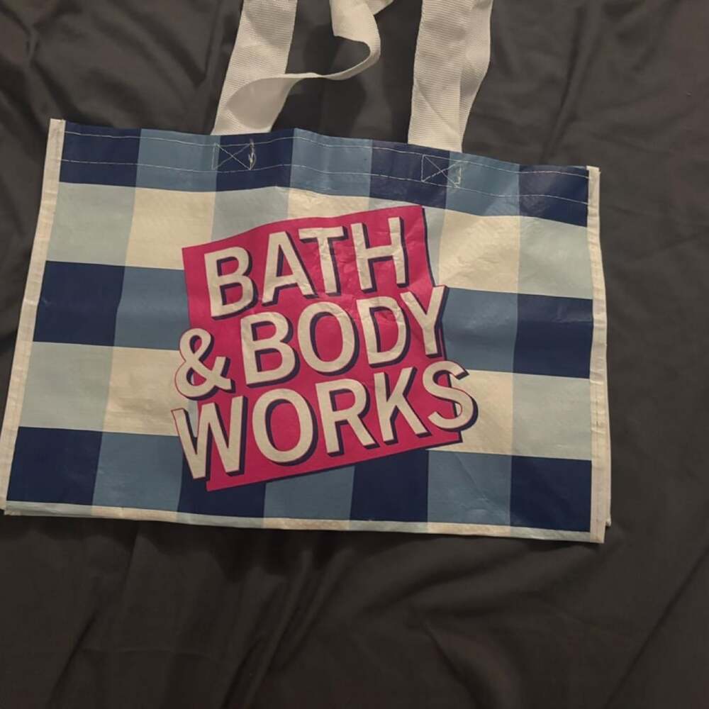 Bath & Body Works Blue Checkered Tote Bag